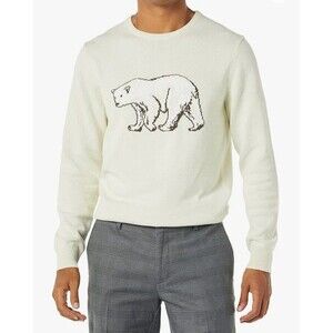 Goodthreads Mens Polar Bear Crewneck Cotton Sweater Cream Ivory Size Large
